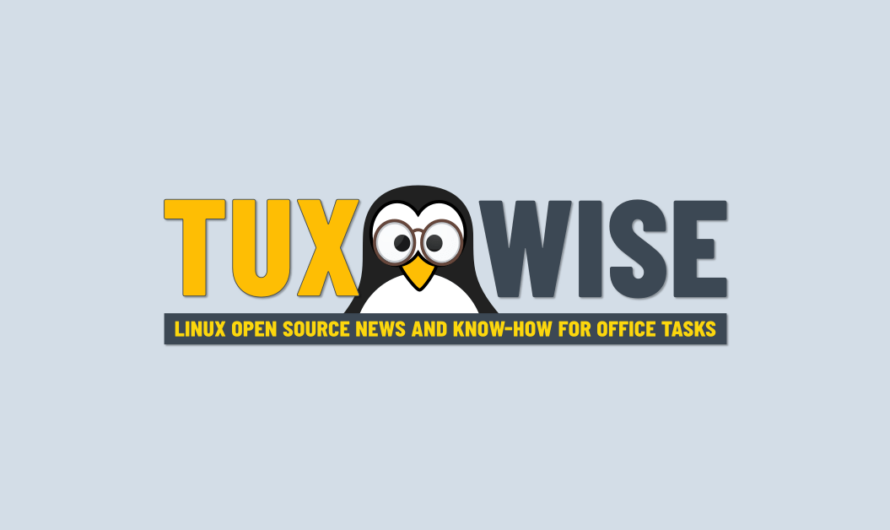 The tuxwise default featured image, containing the text tuxwise, the motto of the website, and the Wise Tux cartoon head of a penguin